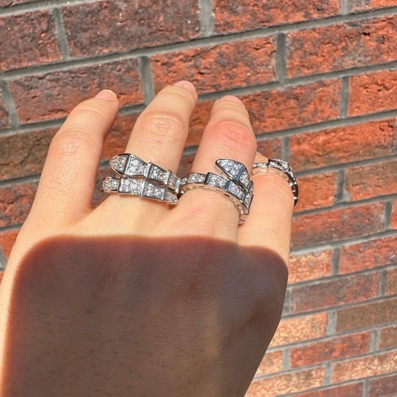 Serpenti Viper Silver Snake Crystal Ring - Picture 10 of 17